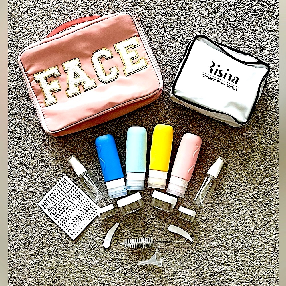 NWOT Travel Bundle. Face Bag for Makeup and Travel Bottle Kit - Picture 1 of 16